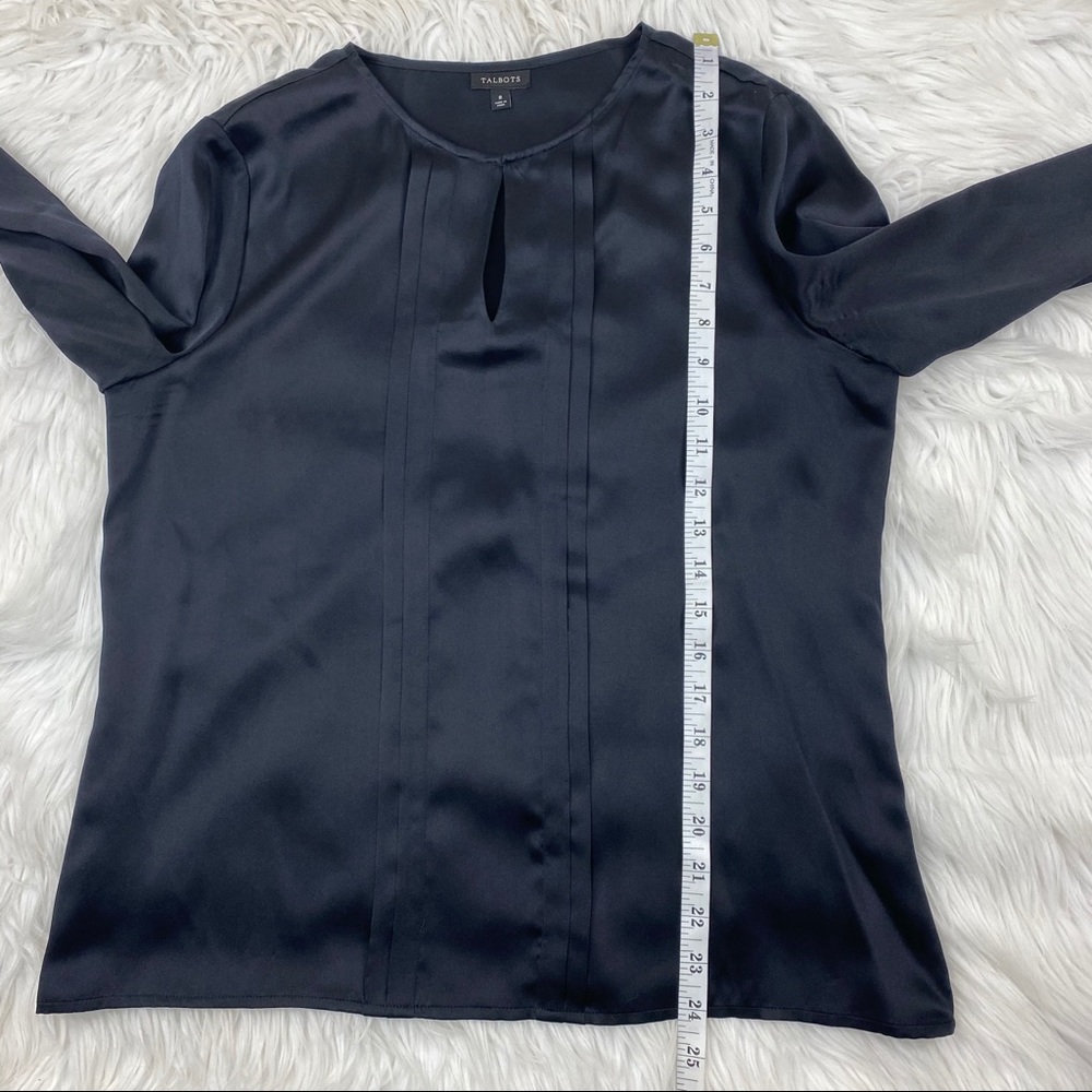 Talbot's Silk Long Sleeve Blouse Black Size 8 - Picture 4 of 7